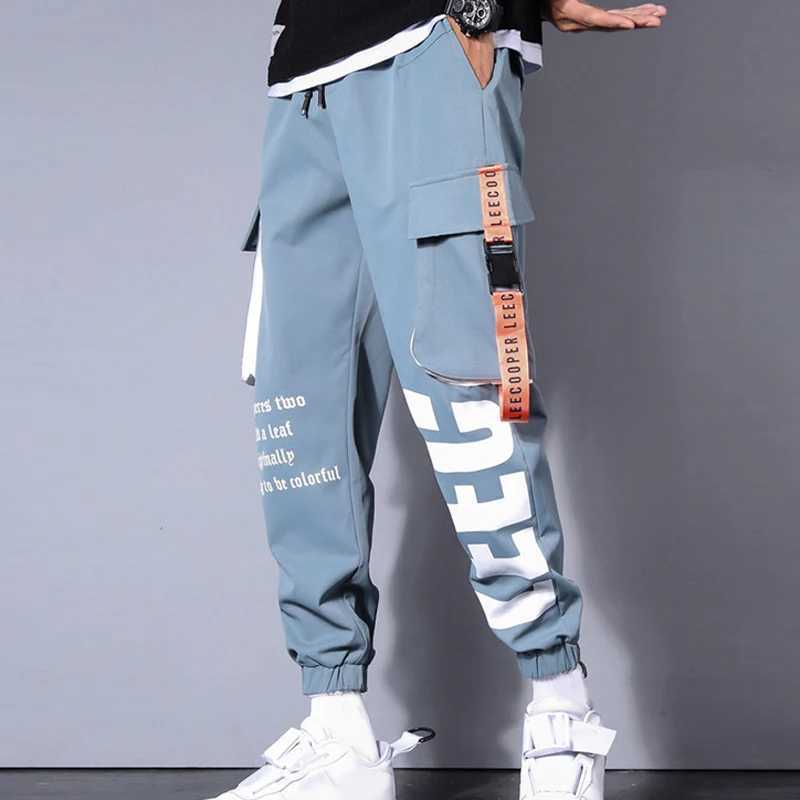Men Drawstring Casual Pants Ribbon Tassel Pocket Hip Hop Joggers Cargo Pants Workout Sweatpants Trousers Sweatpants Streetwear X2503191
