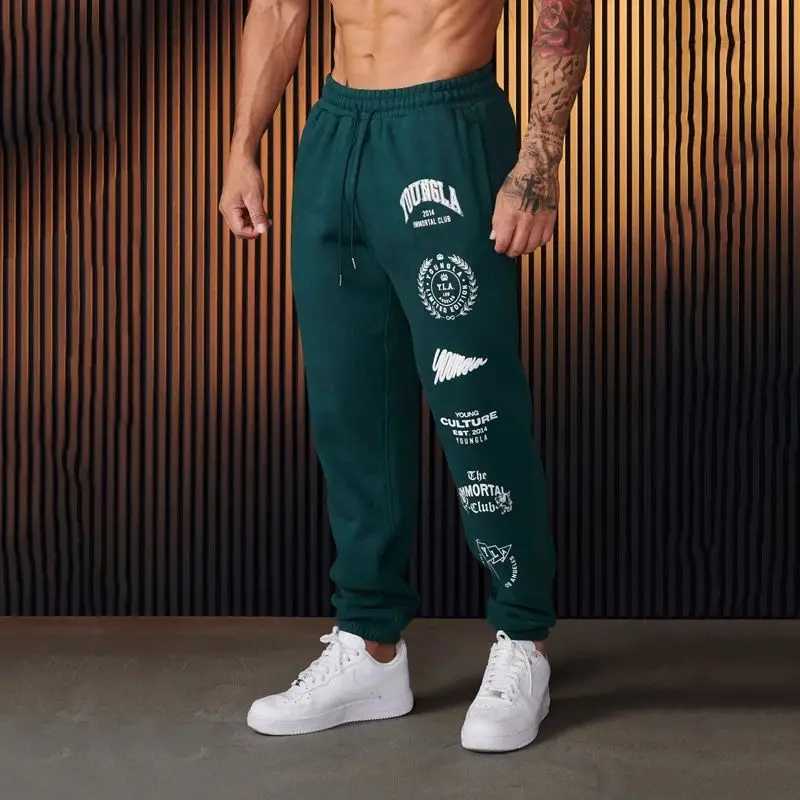 American style YA mens sports pants spring and autumn jogging fitness center cotton printed casual pants mid waist drawstring pants X241216