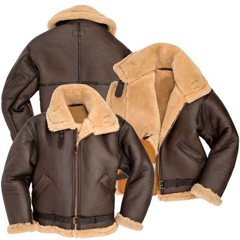 Faux Leather Fur Wrm Coat For Male Fashion Lapel Long Sleeve Thicken Fleece Jacket 2024 Winter Mens Zipper Pocket Furry Outcoat W241216