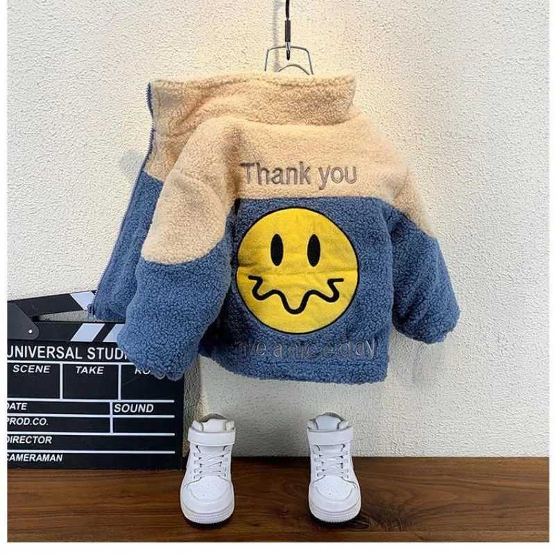 Childrens Warm Coat Autumn and Winter New Boy Baby Lamb Wool Jacket Clothes Childrens Plush And Thick Cotton CoatXJ241214