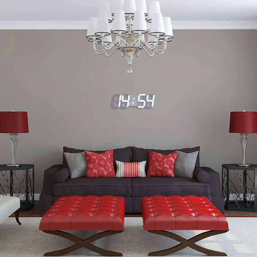 Modern Design 3D LED Wall Digital Alarm Cloc Home Living Room Office Table Desk Night Clock Display