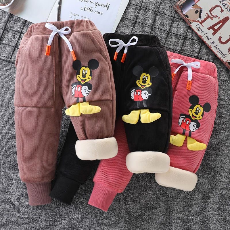 Trousers Childrens Long Pants With Thick Velvet For Winter Clothing Bathroom Integrated Babies Autumn And Casual Loose Girls Boys Dro Oto4A