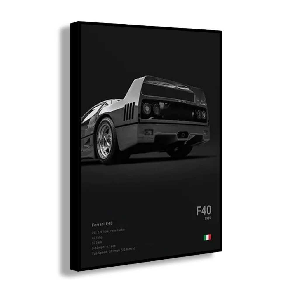 High Quality Famous car RS3 918 F40 canvas wall art printing poster GT500 decorative painting home decoration car lover gift frameless T241216