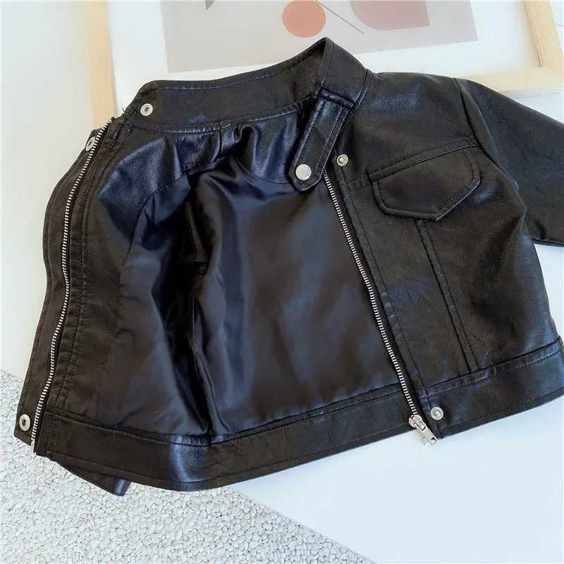 2024 Spring Girls Leather Jackets For 2-8 Years Children Classics Fly Coats Kids Clothing Baby Girls Fashion Pu Outerwear JacketXJ241214
