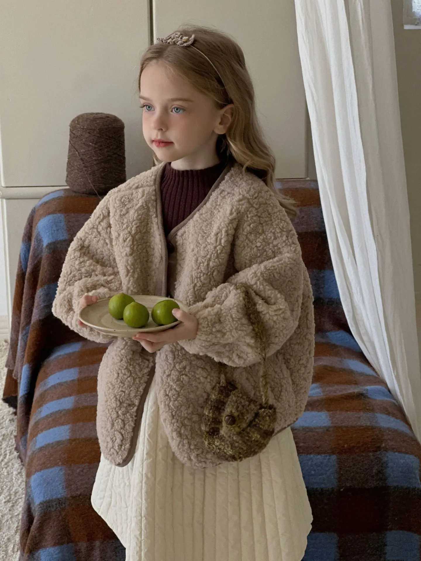 MILANCEL Childrens Fleece Coat 2-7 Y Spring Autumn Korean Sle Girls Loose Coat Kids Thick Casual Outwear Girls ClothingXJ241214