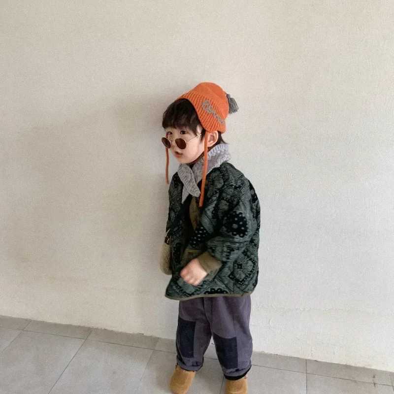 9160 Children Coat 2024 Autumn Winter Korean Boys Retro Cotton Clothes Jackets Girls Loose Cotton Coat 1-9Year Kids CoatXJ241214