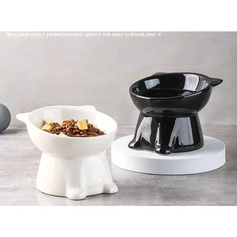 Cat Feeders Black Cat Bowl Ceramic Cat Bowl Pet Bowl Pet Supplies Cat Bowl Dog Bowl Macaron Color New Cat and Dog Universal Pet Bowl z241213