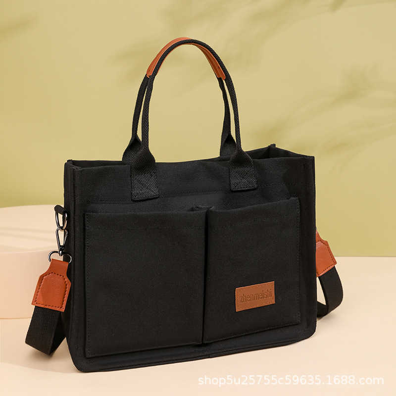 canvas bag women's Korean version fashionable large capacity single shoulder crossbody bag tote bag hard bottom three-dimensional women's ba