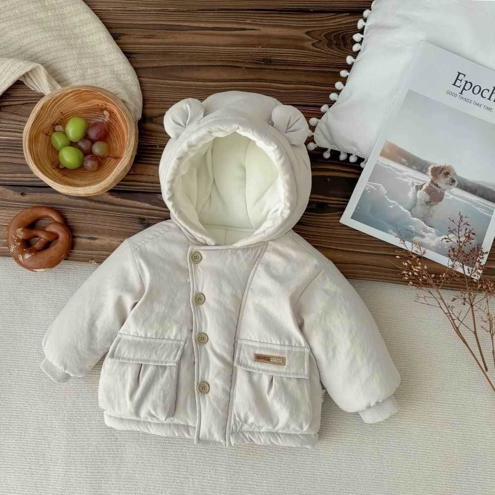 UNIFEMEN Baby Boys Thick Winter Outerwear Hooded Buttons Pocket Warm Cotton Padded Infant Boys Coat Toddler Boys Thick ParkasXJ241214