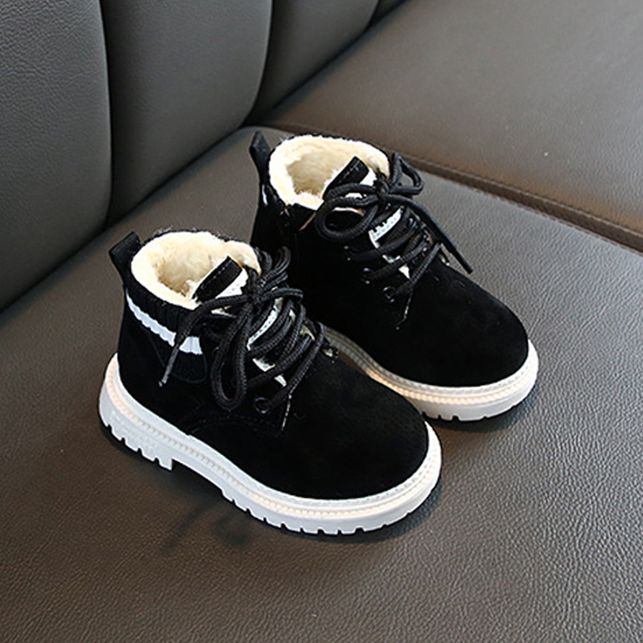 Plush Kids Winter Snow Boots Cotton Fabric Children Shoes Happysteps Baby Toddler Boys Girls Warm Boots Size US 5C-12.5C