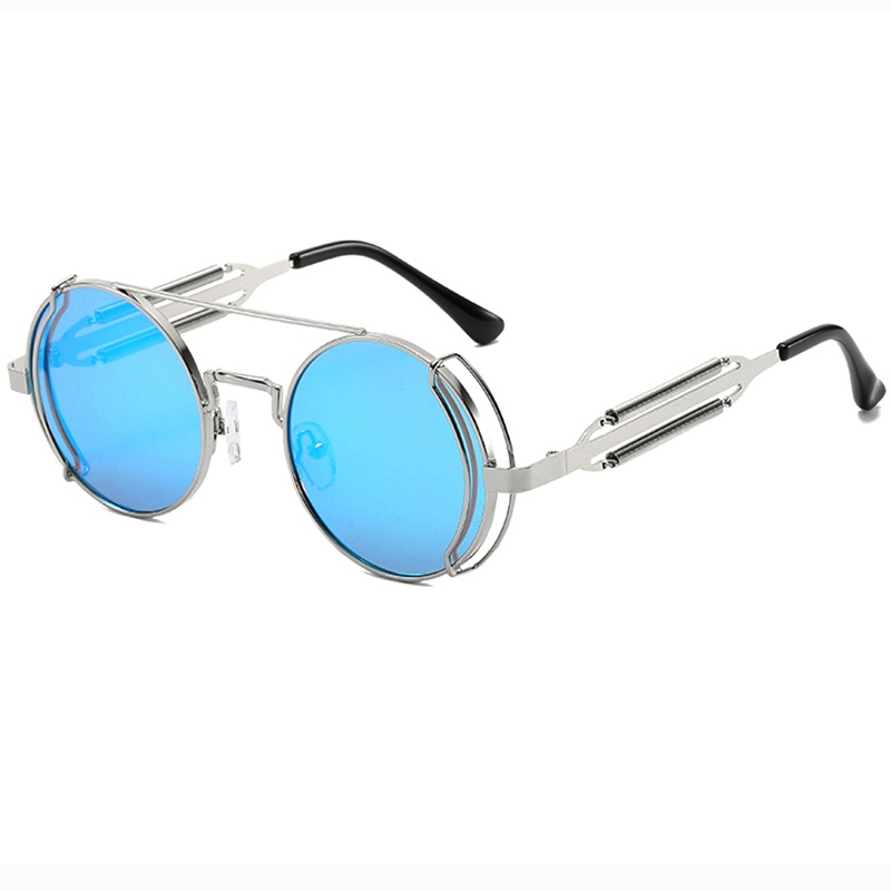 Round Steampunk Sunglasses Mens Hollow Double Spring Y2K Red the future is hopeful Frame Cyberpunk Sun Glasses Futuristic Personalized Cool IVISTA