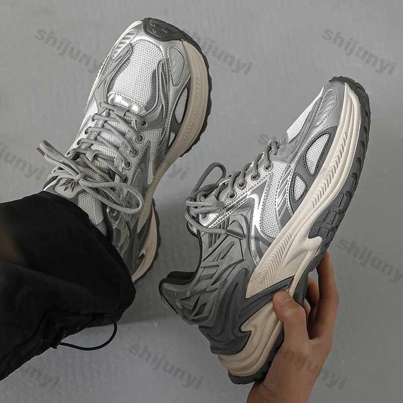 Mens Mesh Chunky Sneakers Thick Sole Sports Shoes Autumn Casual Fashion Lace Up Running Sneakers Platform Outdoor Walking ShoesC241216
