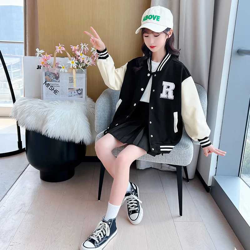 Teenage Girls Baseball Jackets For 5-14 Years Old Teens Clothes Children Sports Outerwear Coat Spring Autumn Fashion Boys JacketXJ241214