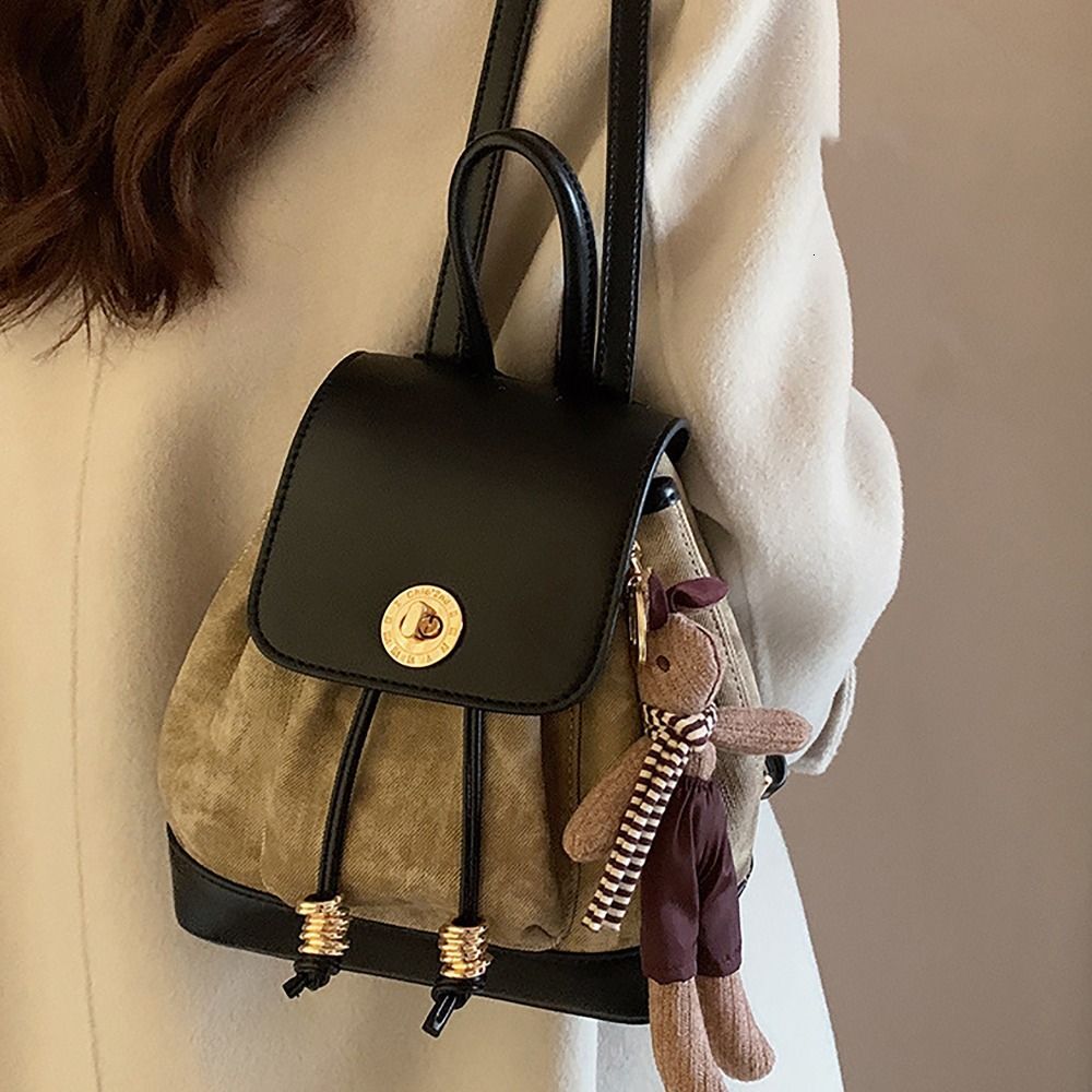 New Handbag Multi functional Korean Drawstring Backpack with Pendant Bucket PU Leather Shoulder Bag Designer Shoulder Bag bag