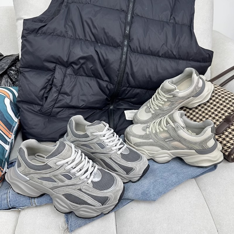 2024 spring new fashion daddy shoes female thick sole mesh breathable running casual sneakers