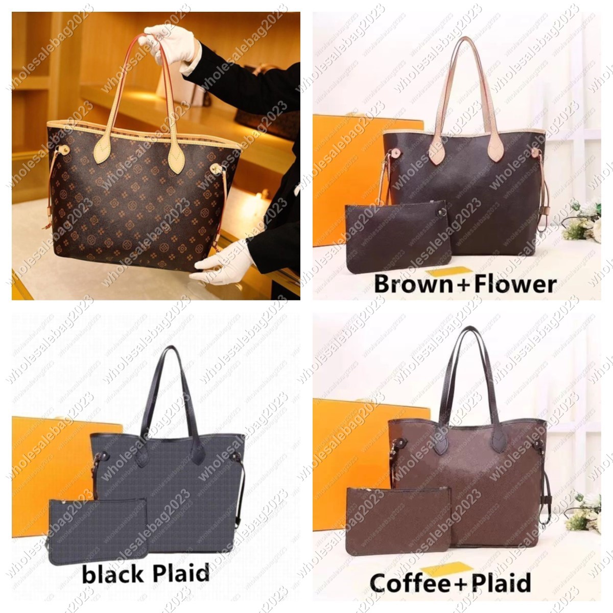 high quality 2pcs Set Women Bags Handbag Shoulder Messenger Classic Style Fashion Composite Lady Clutch The Tote Bag Handbags Female Coin Purses Wallet