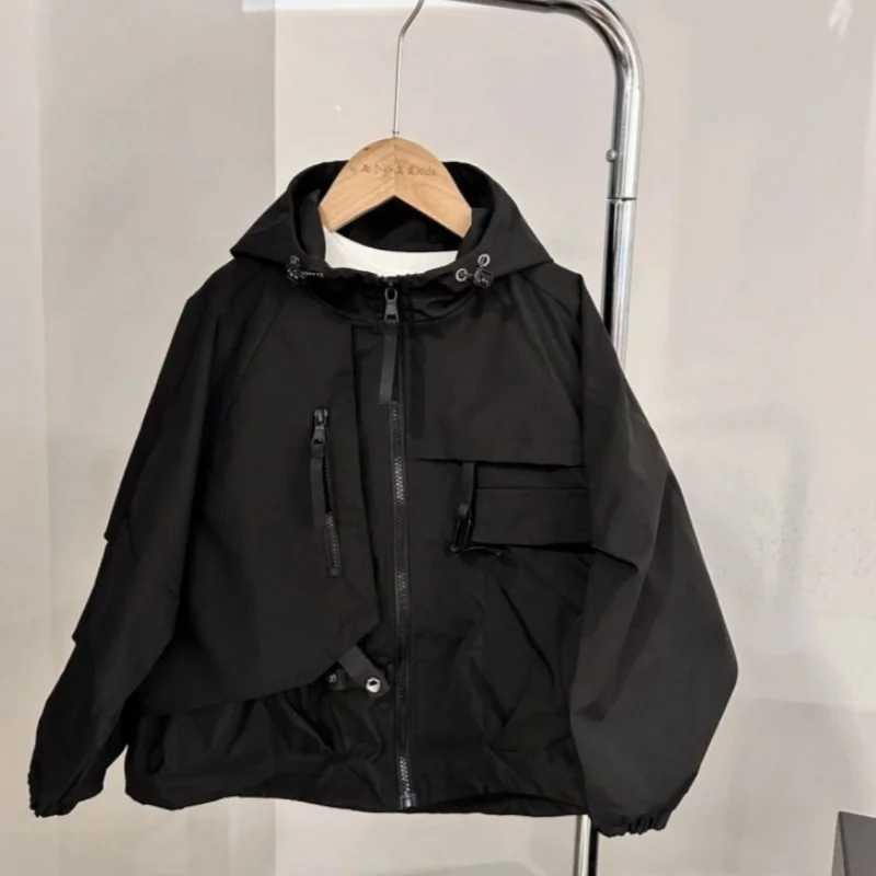Boys Coat Jacket Cotton OuterwearWindbreak 2024 Black Spring Autumn Overcoat Sport Teenagers Childrens Warm ClothingXJ241214