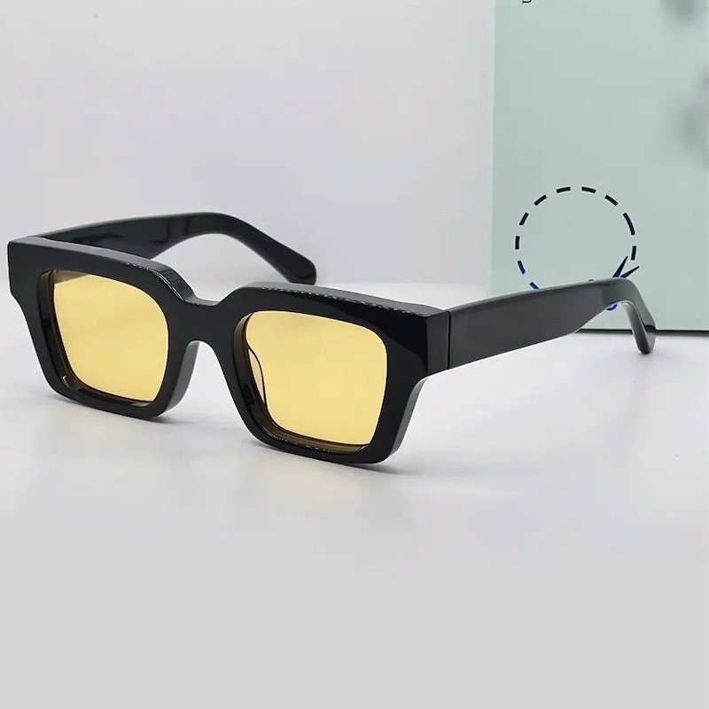 Luxury Hot 008 Designer Sunglasses for Men Women Cool Famous Fashion Classic Thick Plate Black Frame Eyewear Handmade Acetate White Mirror Brand Sun G