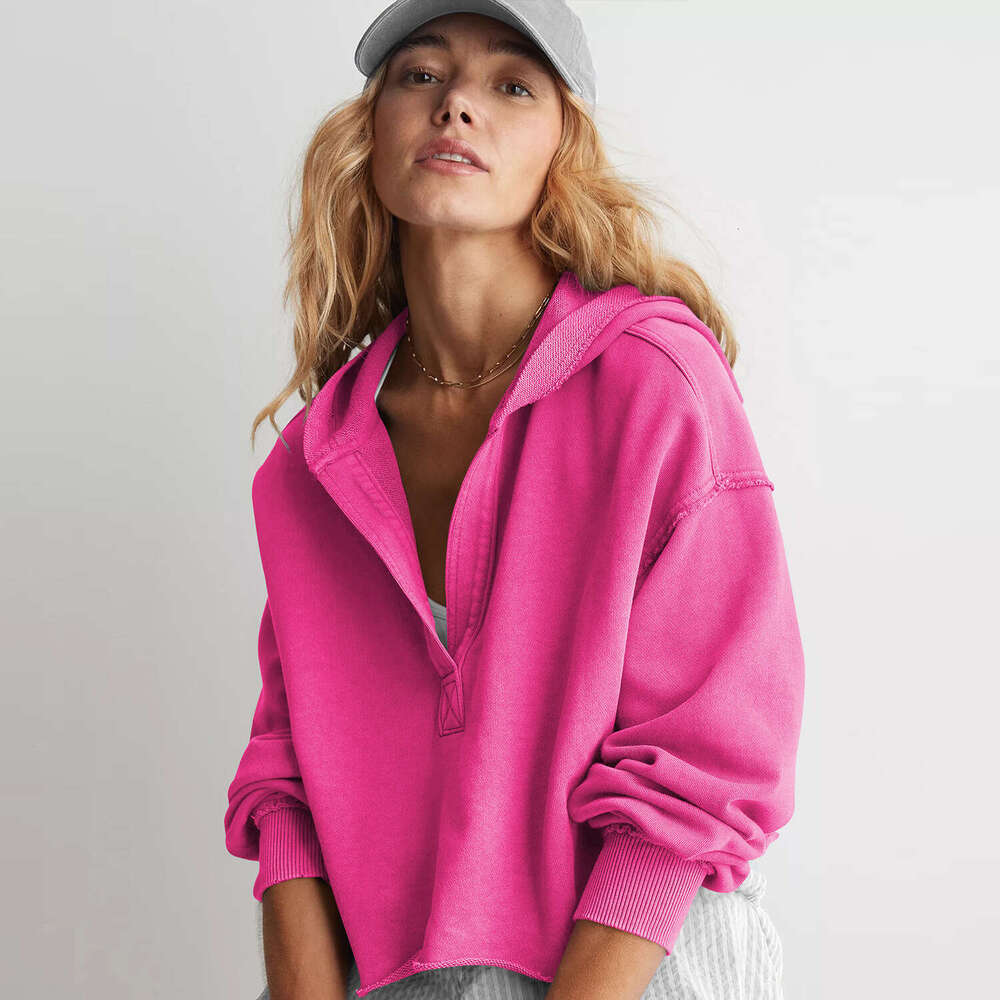 Fashionable Loose Fashion Brand Hooded Sweatshirt For Women In Spring Autumn, European And American Women's Clothing, V-Neck Top, Pullover, Long 