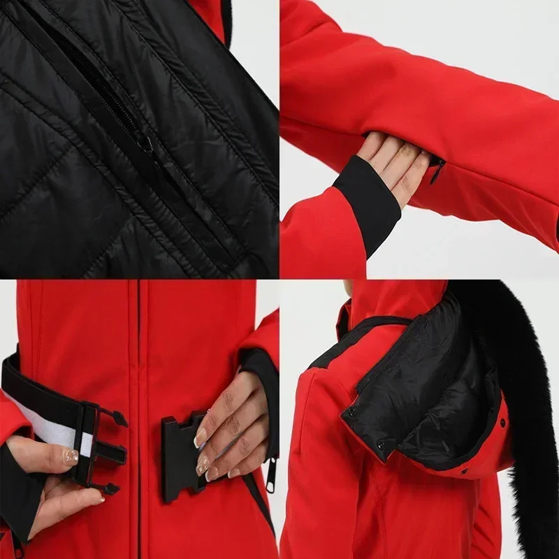 Ski Jackets 2025 Mountain Winter Hooded Woman Snowboard Clothes Outdoor Sports Skiing Overcoats Windproof Thermal Snow Tracksuit