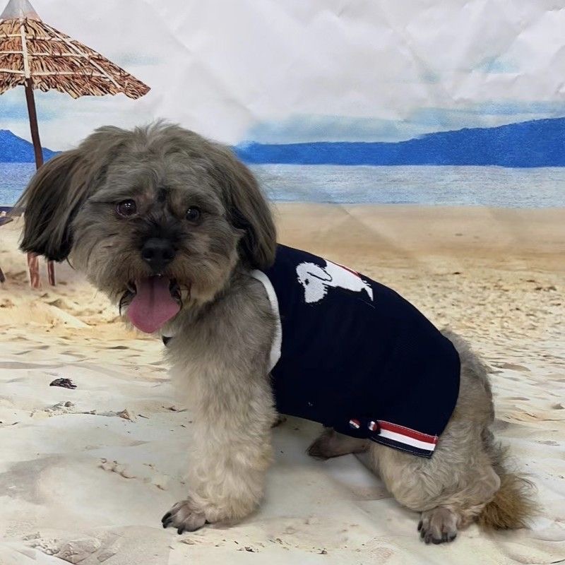 Ice Hemp Dog Clothes for Girls Boys Striped Dog Print Striped Dog Sweater for All Seasons, Sleeveless Breathable Dog Vest for Small Medium Cats Dogs, 