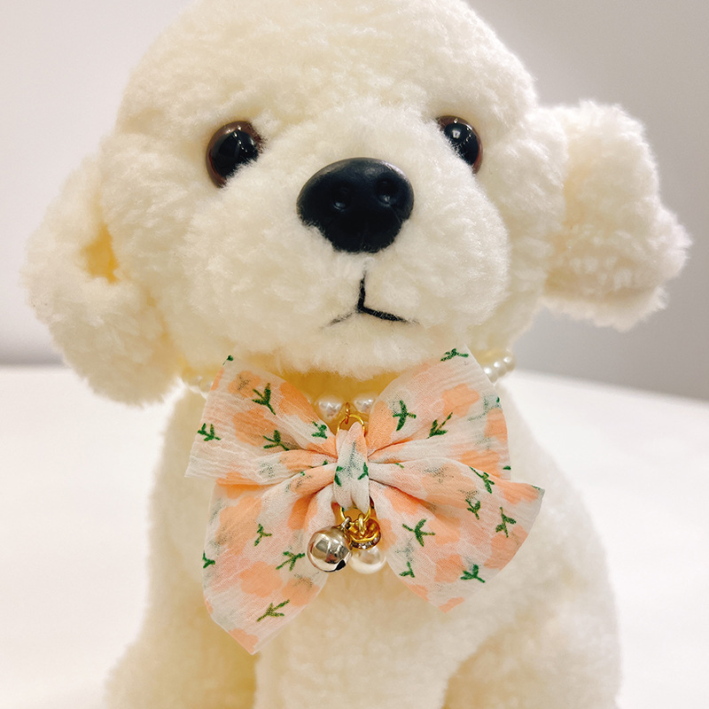 Cats Collar Cute Adjustable Pearl Dog Bell Necklace Jewelry Pearl Bow Pet Collar Elegant Party Dress Collar