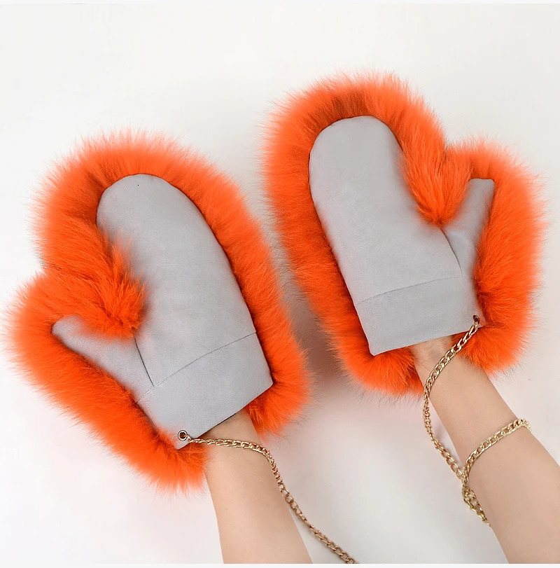 2024 Winter Selling Womens Natural Fur Gloves Warm 100 Genuine for Girls Fashion 241212
