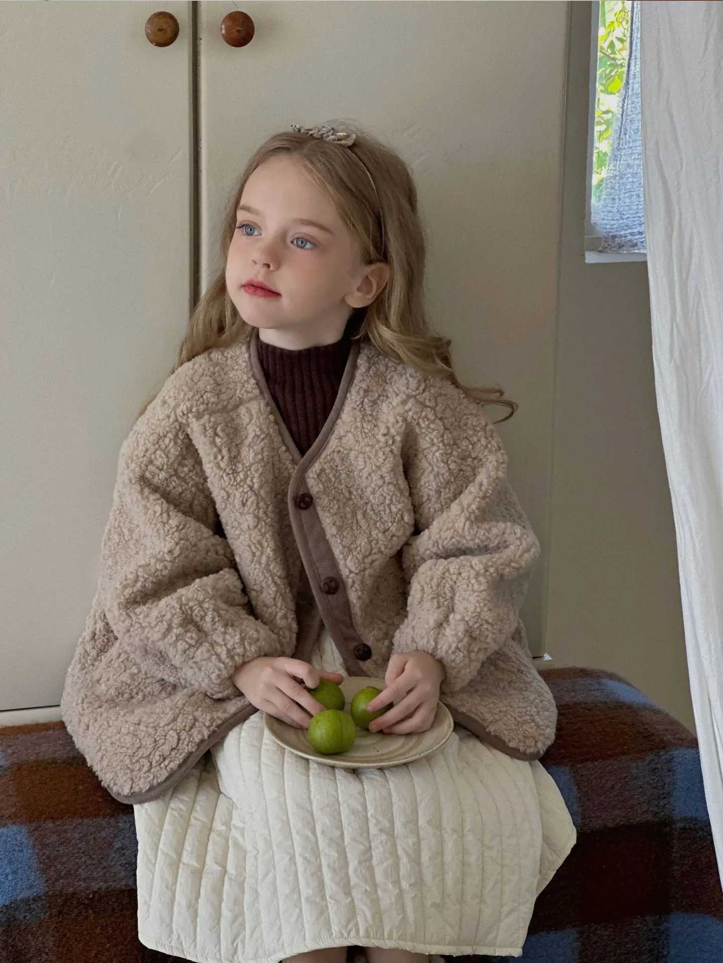 MILANCEL Childrens Fleece Coat 2-7 Y Spring Autumn Korean Sle Girls Loose Coat Kids Thick Casual Outwear Girls ClothingXJ241214
