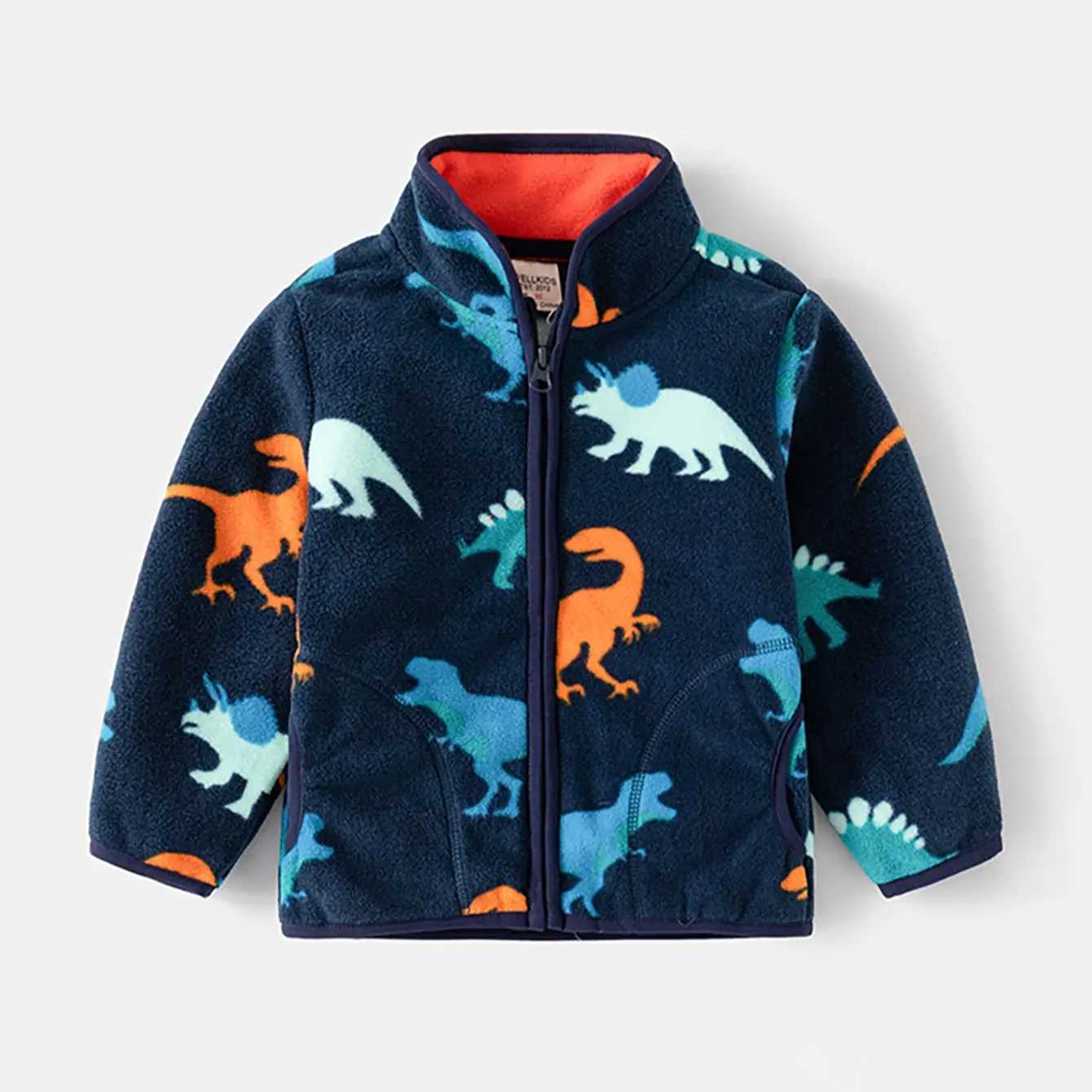 Boys Padded Jacket Outside Dinosaur Toddler Zipper Standing Collar JacketXJ241214