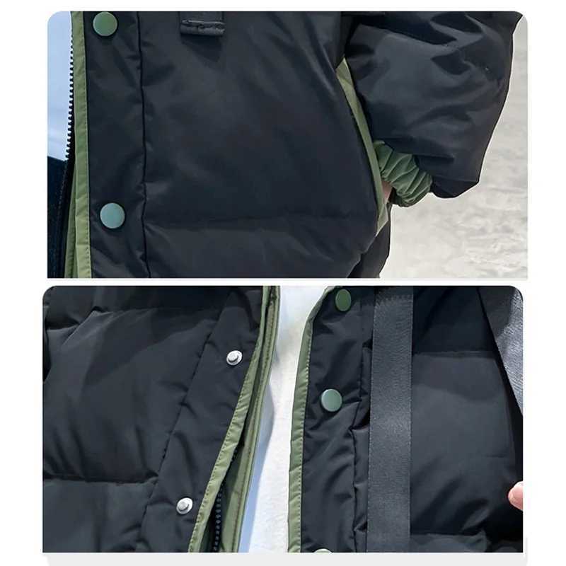Boys Fashion Down Coats Kids Winter Thickened Hooded Jackets Kids Warm Casual Parkas New Cotton Clothes Teenager Overcoat 5-14YXJ241214