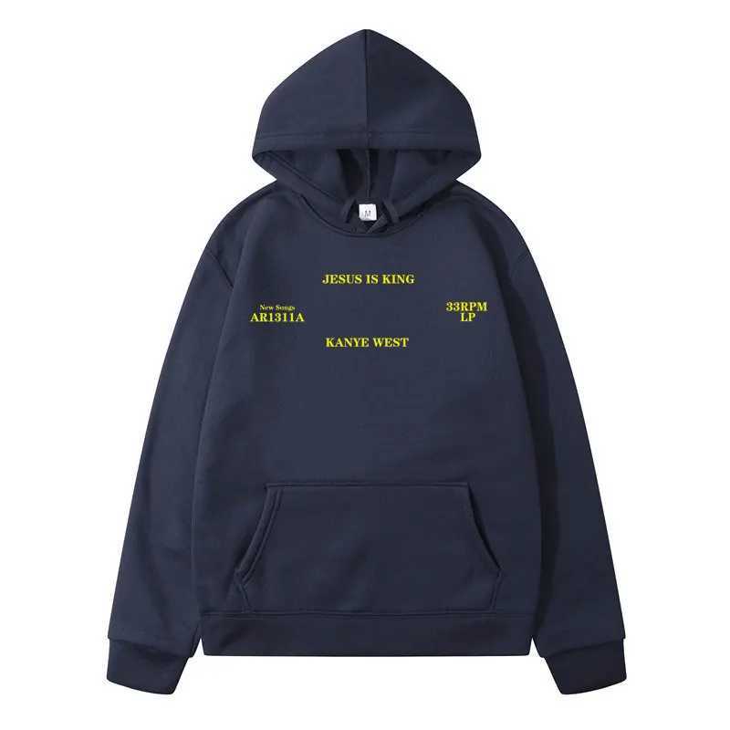 Mens Pullover Hoodie Jesus is King Retro Autumn Blue Hip Hop Flce Hoodie City Clothing Hoodie Womens Hoodie X241216