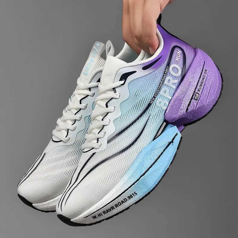 Carbon Plate Men Sports Marathon Air Cushion Running Shoes Breathable Lightweight Wen Massage Athletic Nonskid SneakersC250325
