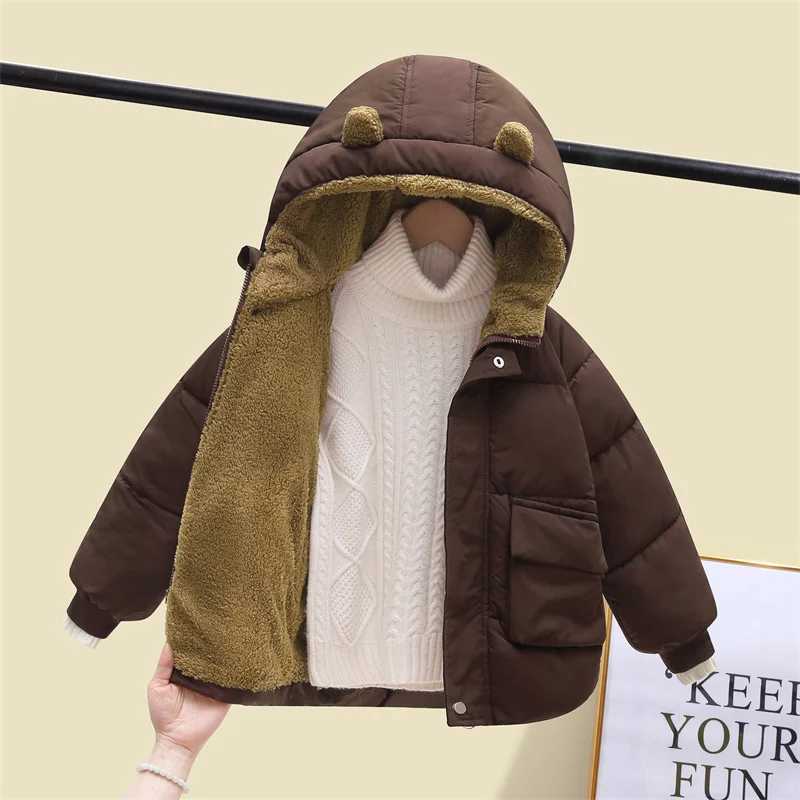 Childrens Down Cotton Coat Boys Padded Thickened Casual Jacket Winter New Girls Warm Cute Solid Color Clothing 2-6 YearsXJ241214