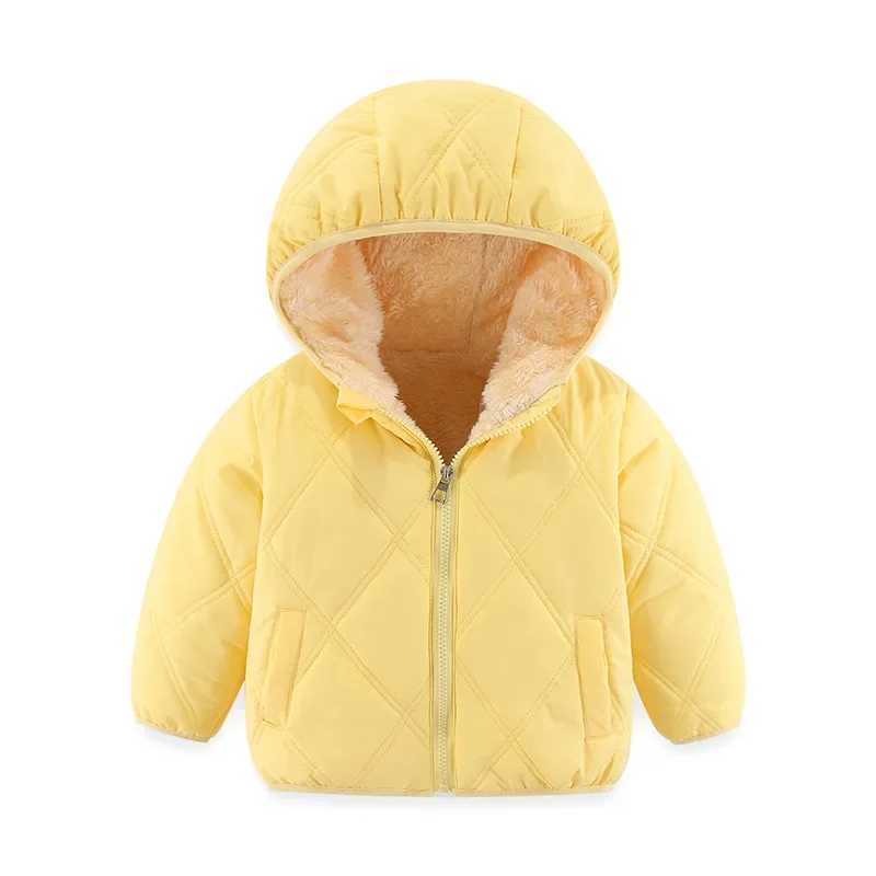Winter Keep Warm Girls Jacket Lined With Velvet Thick Cotton Padded Hooded Coat For Kids Children Keep Out The Cold OuterwearXJ241214
