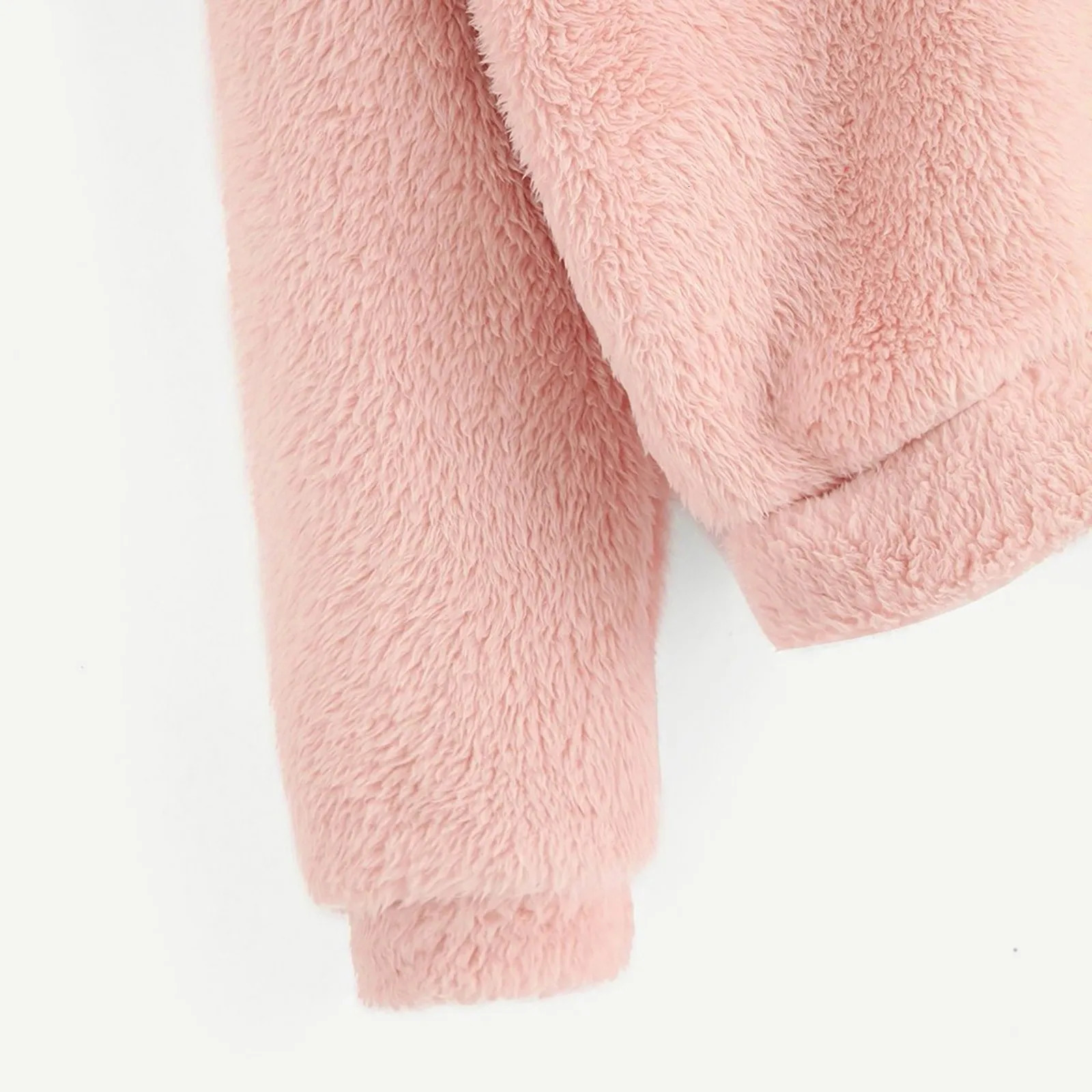 Womens Pullover Long Sleeve Fleece Sweatshirt Warm Bear Shape Fuzzy Hoodie Sweater Pullover 241214