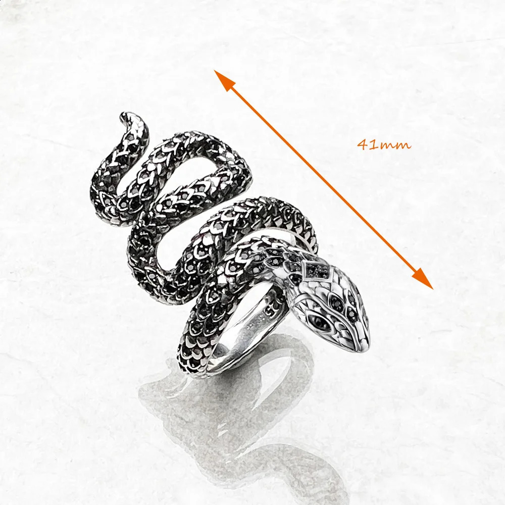 Black Snake Ring Europe Vintage Fine Jewerly For Men Women Rebel Personal Talisman Gift In 925 Sterling Silver 241216