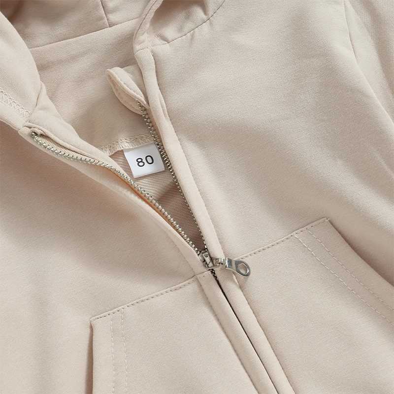 Toddler Baby Boy Girl Zip Up Hoodies Solid Color Long Sleeve Hooded Sweatshirt Jacket Top with PocketXJ241214