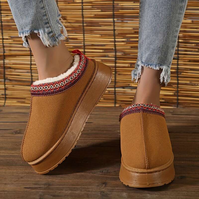 Platform Slippers for Women Winter Warm Snow Boots Cotton Fluffy Ladies Slides Designer Height Increasing Shoes Size36-42