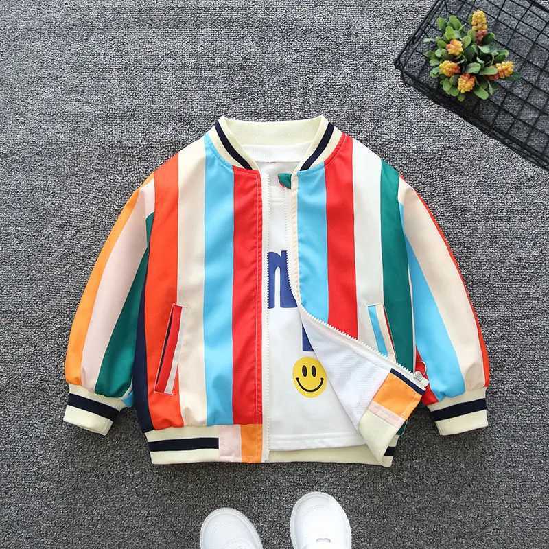 2024 Spring and Autumn Boys Casual Letter Stripe Long sleeved Round Neck Zipper Coat Childrens Clothing 1-8YXJ241214