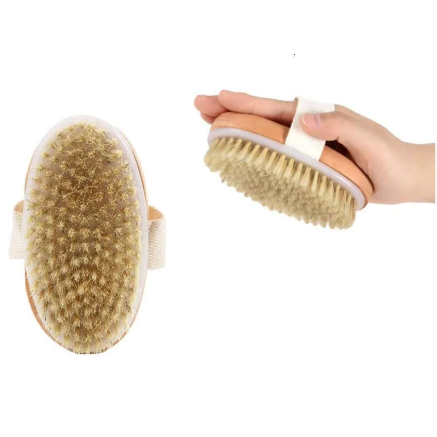 100Pcs Dry Skin Body Face Soft Natural Bristle Brush Wooden Bath Shower Brushes SPA Without Handle Cleansing
