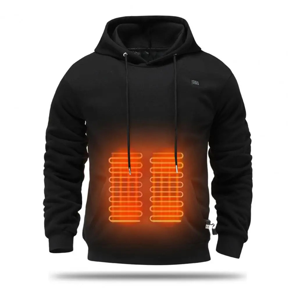 Portable Hoodie Cotton Clothing Heating Hoodie Usb Mens Hoodie Adjustable Temperature and Size Winter Top 241214
