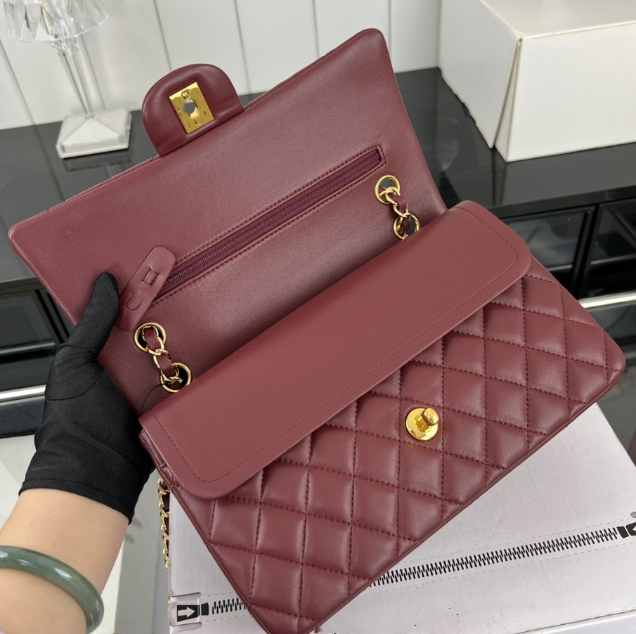 10A Designer bag Mirror quality Jumbo Double Flap Bag Luxury 23cm 25CM 30cm Real Leather Caviar Lambskin Classic All Black Purse Quilted Handbag Shoulde With Box 11CC