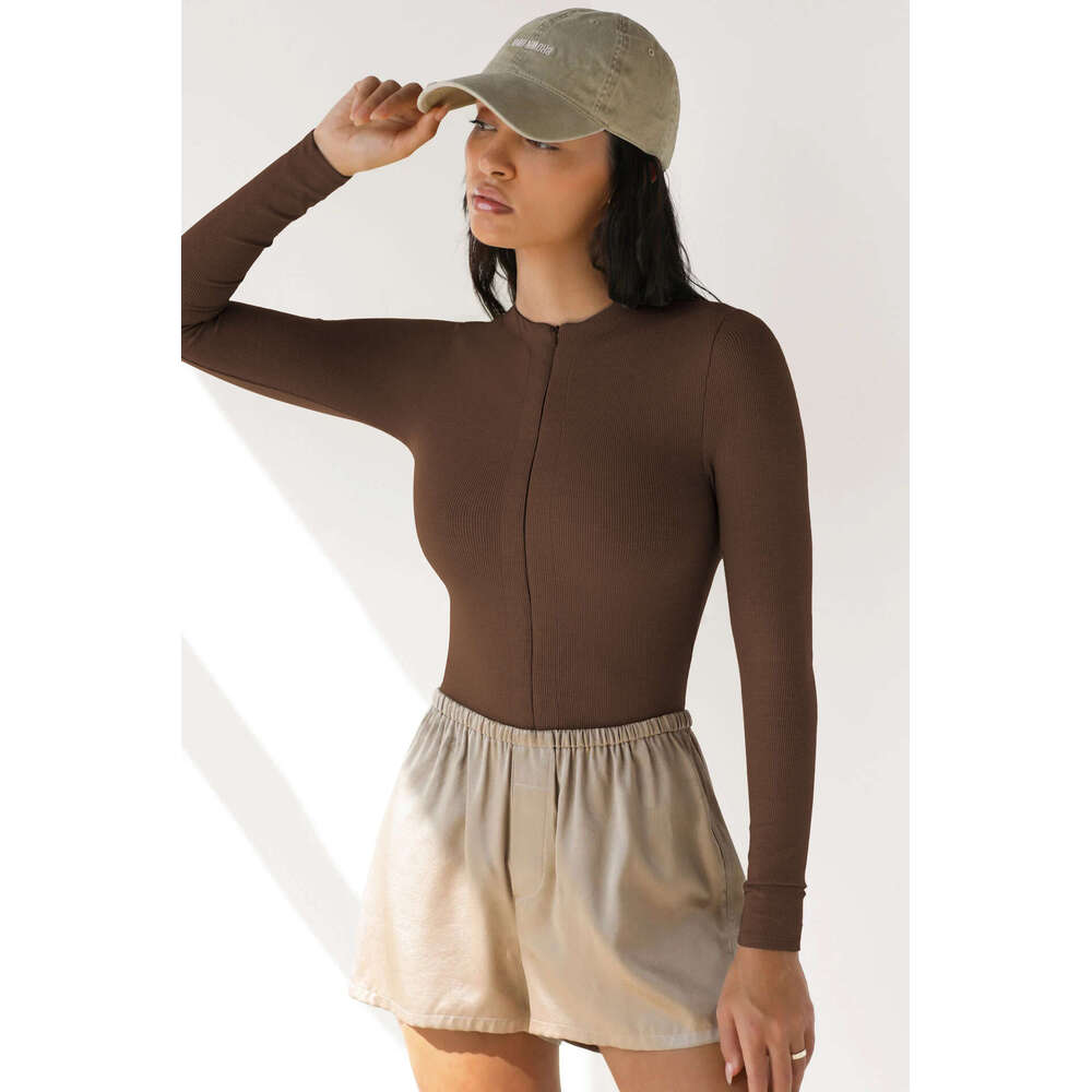 European And American Women's Tight Knit Sweater, Jumpsuit, Versatile Zipper Top, Three Part Pants Wholesale, Fashionable Quality, Classic