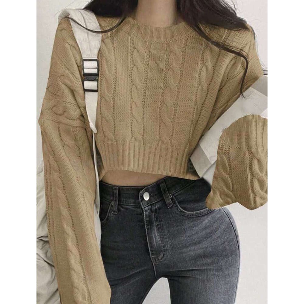 European And American Sexy Sweet Girls Retro Fried Dough Twists Short Clothes Women's Knitwear Autumn New Blouse