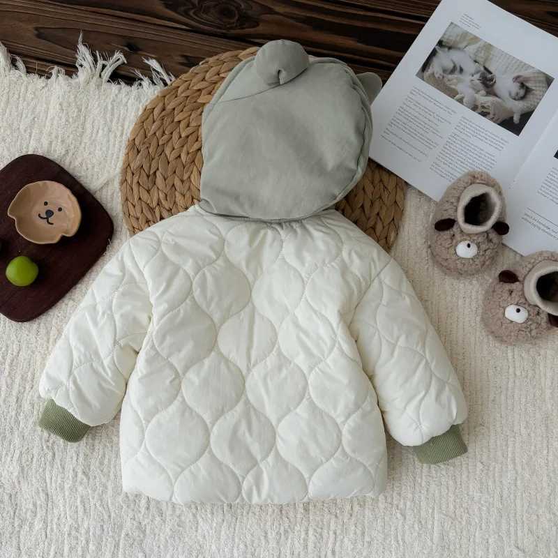 2024 Winter Korean Baby Boys Parkas Cotton Quilted Hooded Thickened Infant Boys Jacket Toddler Boys Outerwears CoatXJ241214