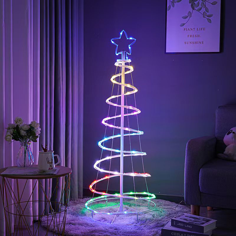Christmas Festival Warm White LED Spiral String Lights for Yard and Home Decor