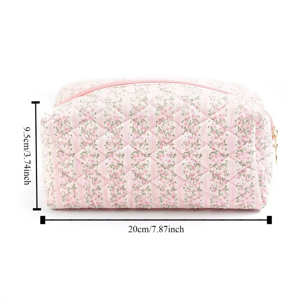 Large capacity floral makeup bag multifunctional floral printing storage organizer professional fluffy makeup bag 241212