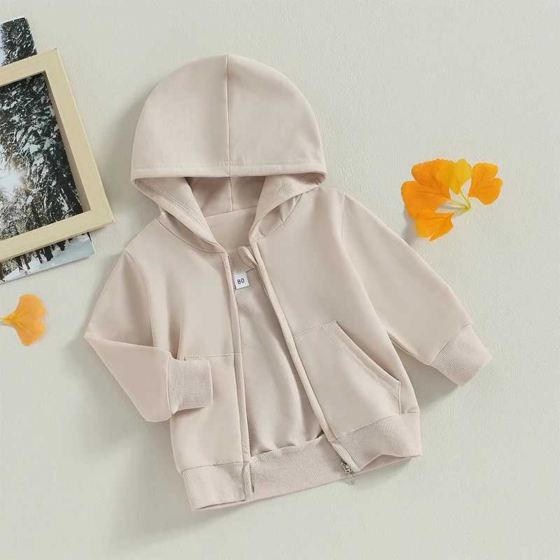 Toddler Baby Boy Girl Zip Up Hoodies Solid Color Long Sleeve Hooded Sweatshirt Jacket Top with PocketXJ241214