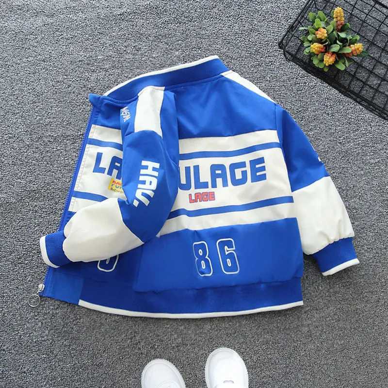 2024 Spring and Autumn Boys Motorcycle Sle Letter Long sleeved Hooded Zipper Coat Childrens Clothing 1-8YXJ241214