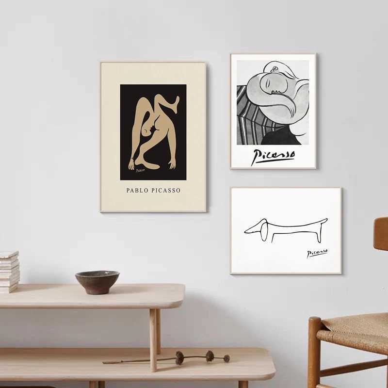 Vintage Picasso posters kissing dogs abstract decorative prints indoor canvas paintings wall art pictures home living room decorations M241216